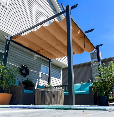 Buy Purple Leaf Outdoor Retractable Pergola With Sun Shade Canopy X