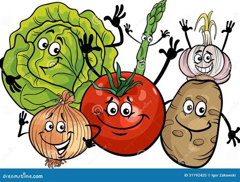 Vegetables Group Cartoon Illustration 31192425