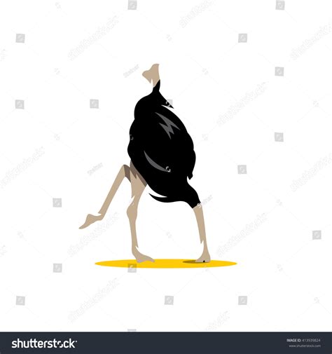 Ostrich Cartoon Illustration Scared Ostrich Burying Stock Illustration