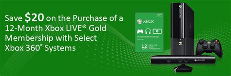 20 off 12 month xbox live® gold membership w xbox 360® purchase