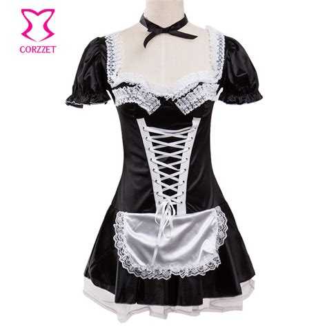 clothing shoes and accessories women s satin fancy dress halloween costume cosplay french maid
