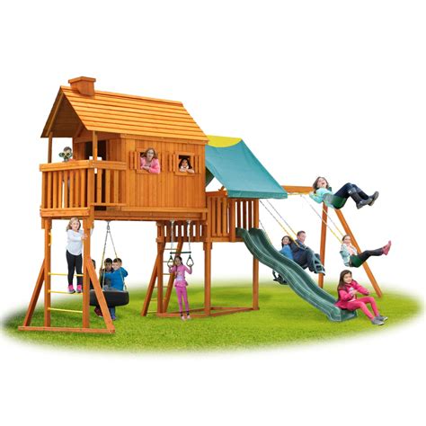 Buy Fantasy Tree House Solid Cedar Wood Swing Set Jungle Gym With