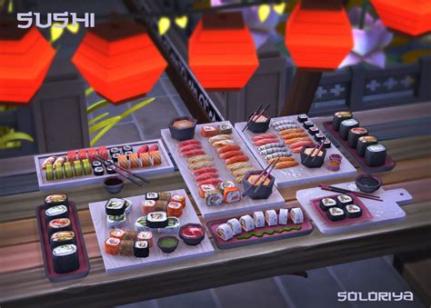 Soloriya Sushi Set Sims 47 Decorative Sushi Different