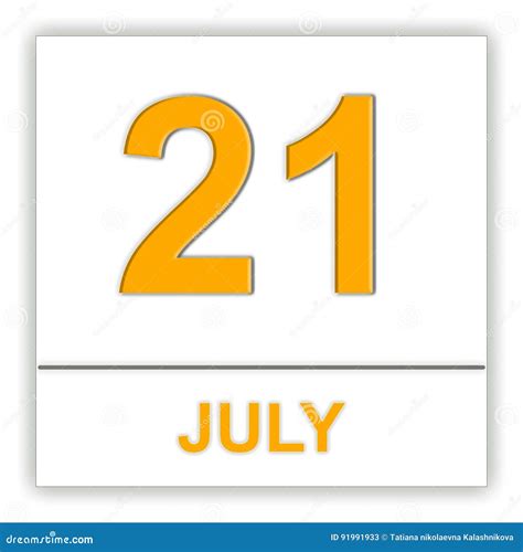 July 21 Day On The Calendar Stock Illustration Illustration Of