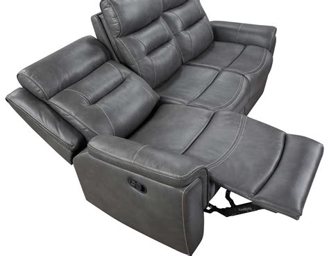Steve Silver Ns850s Nash Gray Leatherette Manual Reclining Sofa With