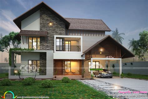 2900 Square Feet 4 Bhk Sloped Roof House Kerala Home Design And Floor