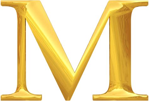 Letra tipográfica dourada M PNG transparente StickPNG
