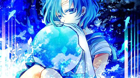 Blue Hair Long Hair Looking At Viewer Fantasy Girl Anime Anime Girls Sailor Mercury Cyan