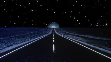 Night Road With Moon And Stars Hd Wallpaper Background Image