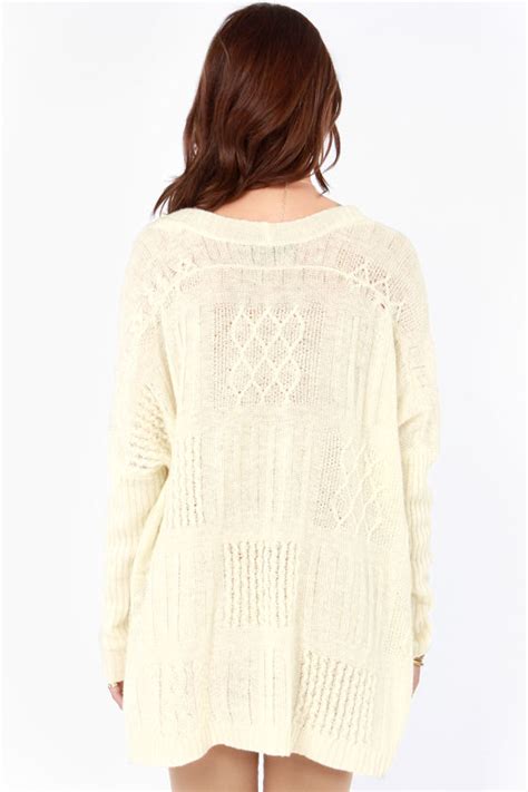 Cute Cream Sweater Oversized Sweater Cable Knit Sweater Cable