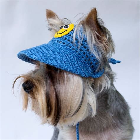 Dogs Baseball Cap Smiley Dog Visor Hats For Etsy Knit Dog Hat