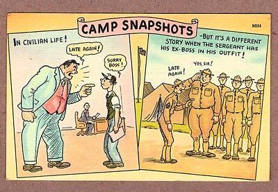 Camp Snapshots Vintage Ww G I Cartoon Postcard Ebay