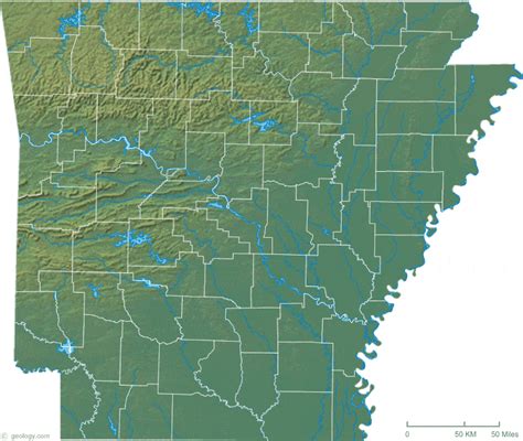 Arkansas Physical Map And Arkansas Topographic Map