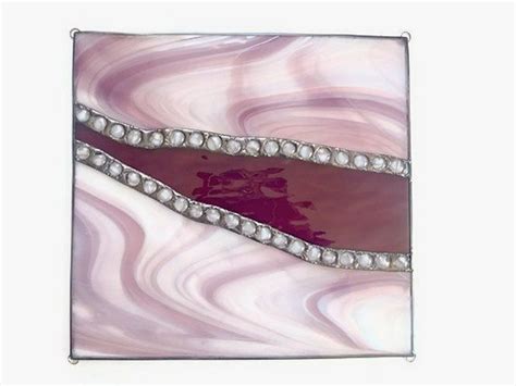 Stained Glass Panel Abstract Art Pink Purple By