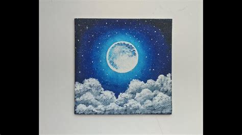 Starry Night Sky With Moon Painting
