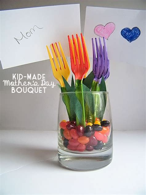 Mothers Day Bouquet Plastic Fork Tulips Craft Our Kid Things