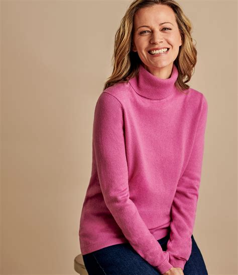 pink flambe cashmere and merino fitted polo neck knitted jumper woolovers uk