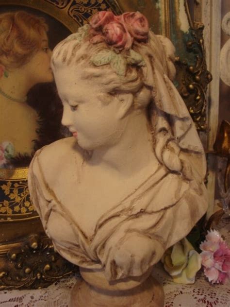 French Nouveau Lady Bust Statue Vintage Chalkware Beauty