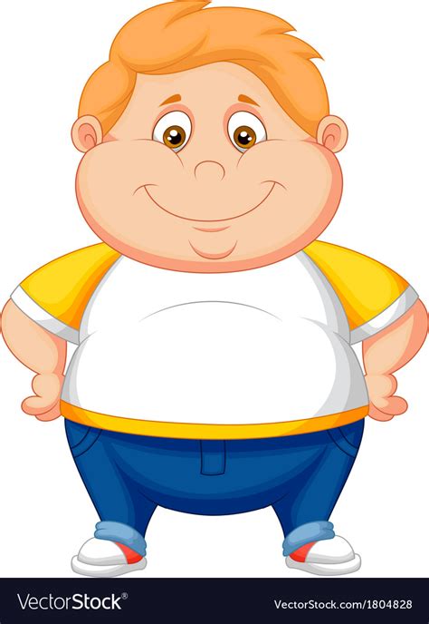 Fat Boy Cartoon Posing Royalty Free Vector Image