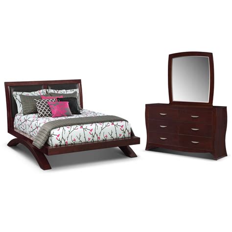 Jaden 5 Piece King Upholstered Arch Bedroom Set Merlot American