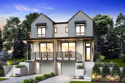 Modern Duplex Plan With Two Second Level Master Suites 69744am