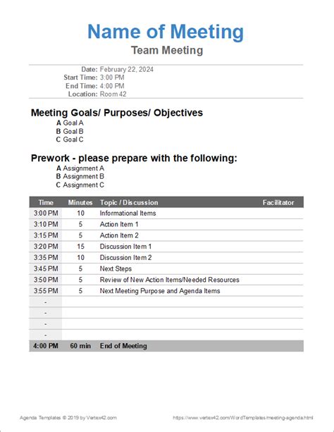Meeting Agenda Templates Google Doc