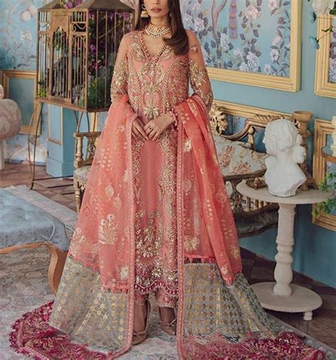 Pink Luxury Net Full Heavy Embroidered Pakistani Bridal Dress With Organza Heavy Dupatta In 2023