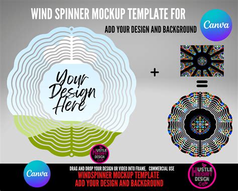 Wind Spinner Mockup For Canva Wind Spinner Sublimation Drag Etsy
