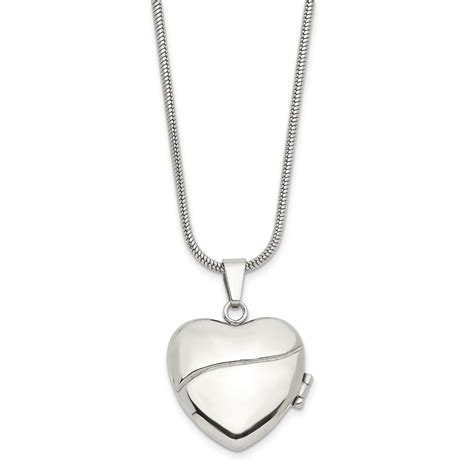 Stainless Steel Polished Heart W Cz Magnetic Locket In Necklace