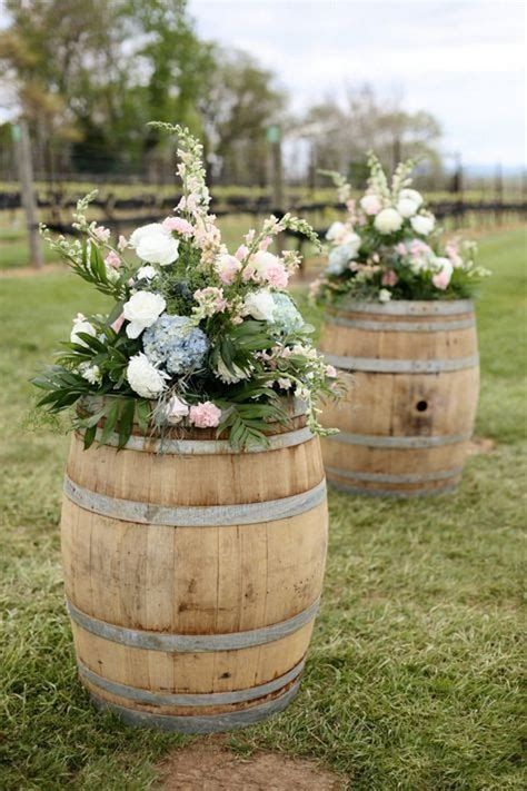 Rustic Country Wine Barrel Wedding Decor Ideas3 Roses And Rings