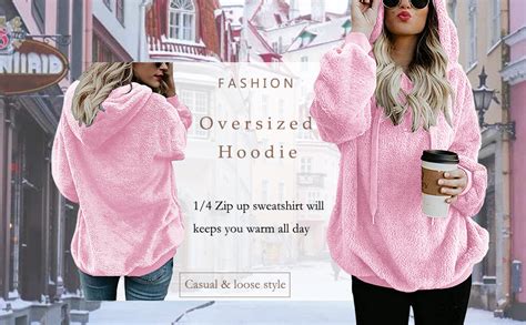 Yanekop Womens Sherpa Pullover Fuzzy Fleece Sweatshirt Oversized Hoodie