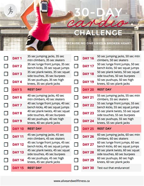 30 Day Cardio Challenge Alive Well Personal Training 30 Day Cardio