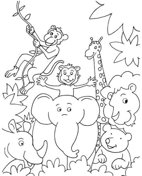 Friendly Jungle Animals Coloring Page Download Print Or Color Online