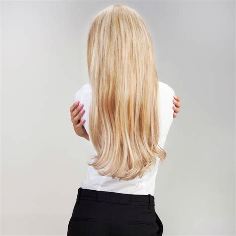 Hair extension can be gently washed with a shampoo specifically for premium remy hair ensures a better human hair extension experience. Latte Blonde Highlighted - Clip In Hair Extensions - FrontRow