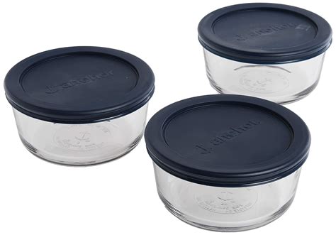 Buy Anchor Hocking Round Glass Food Storage Containers With Blue Snugfit Lids Bpa Free Glass