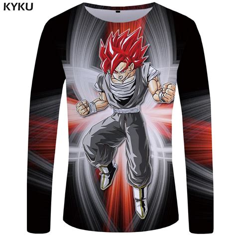 Kyku Dragon Ball Z T Shirt Men Long Sleeve Shirt Goku Mens Clothing Red