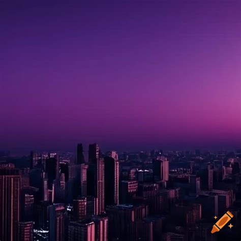 Dark Purple Sky Over A City On Craiyon
