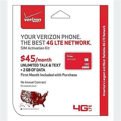 Verizon Wireless Prepaid Sim Card Activation Kit Includes 1 Month Unlimited Talk Text And 2gb