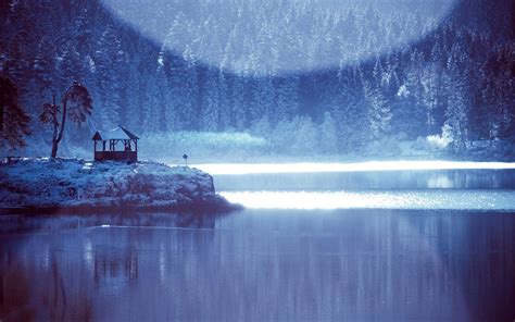Frozen Lake Near The Forest Hd Desktop Wallpaper Widescreen High