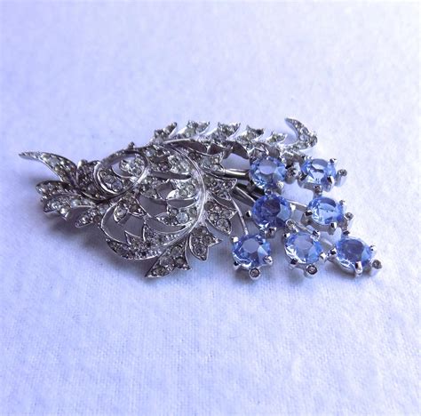 Early Boucher Pin With Blue Crystals The Compulsive Collector Ruby Lane