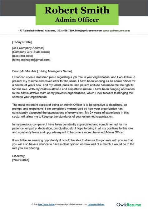 Office Administrator Cover Letter Examples QwikResume