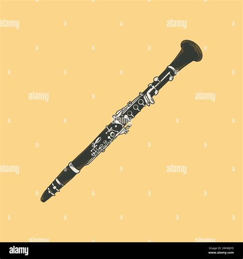 Hand Drawn Clarinet Instrument Doodle Vector Illustration In Black And