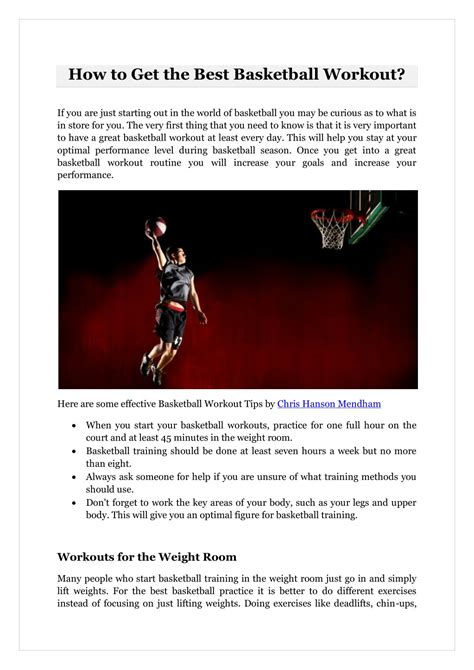 Ppt How To Get The Best Basketball Workout Powerpoint Presentation