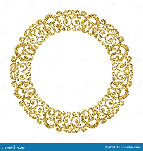 Golden Circle Ornament Round Photo Framegold Glitter Stock Vector