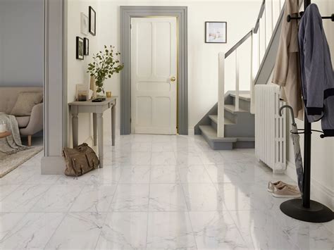 Elegance White Gloss Marble Effect Ceramic Floor Tile Pack Of 7 L