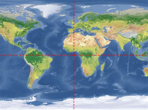 Map Of The World With Equator And Prime Meridian