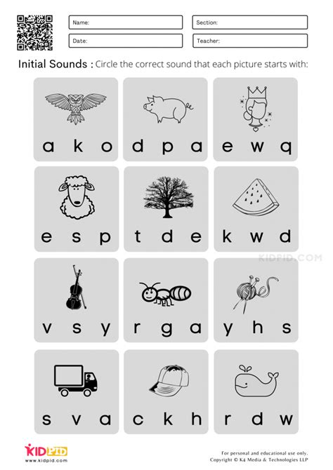 Initial Sounds Worksheets For Kindergarten Kidpid