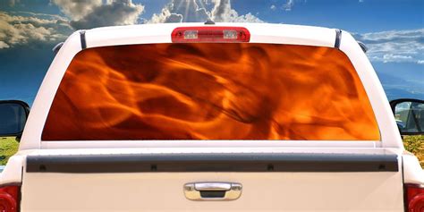 Flames 1 Rear Window Graphic Tint Decal Truck View Thru Vinyl