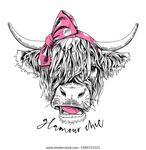 Cute Cow Hairy Coo In A Pink Polka Dot Bow Headband Glamour Chic