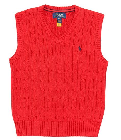 Polo Ralph Lauren Big Boys 8 20 Sleeveless Cable Knit Sweater Vest
